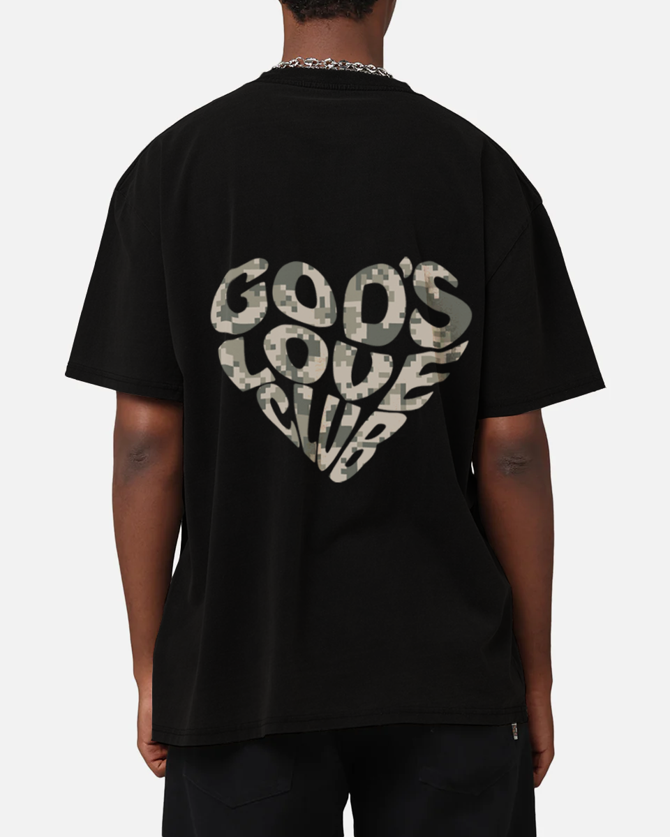 EARTH DIGI CAMO HEART TEE - BLACK