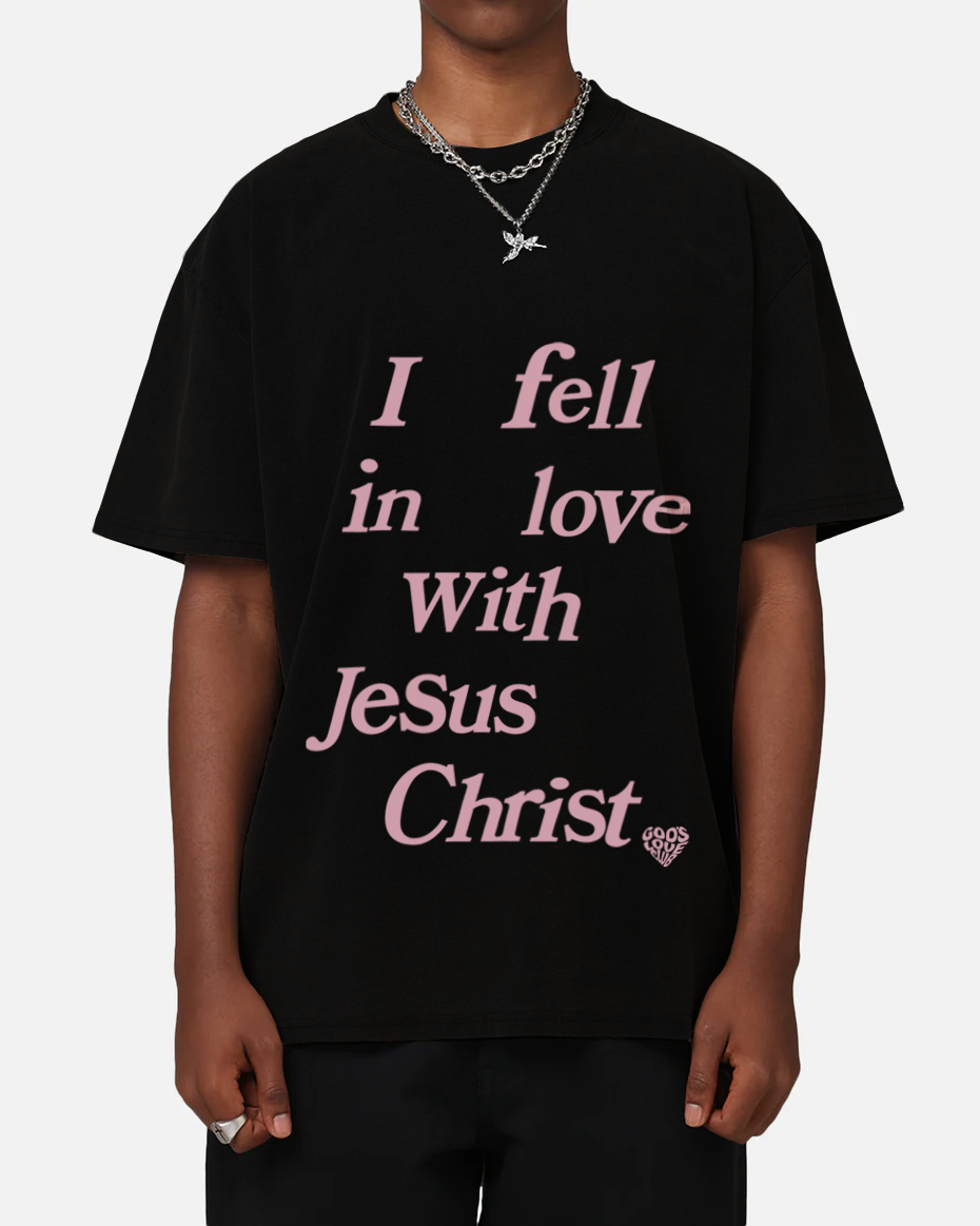 PINK FALLING IN LOVE TEE - BLACK