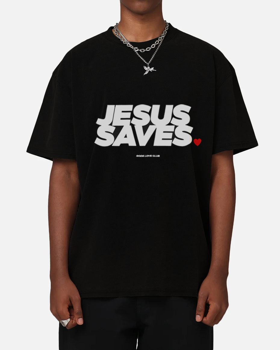 JESUS SAVES TEE - BLACK