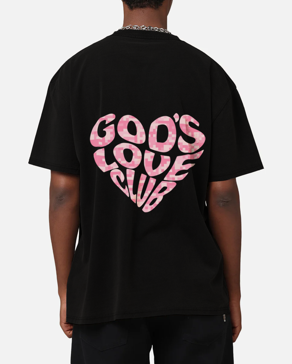 PINK DIGI CAMO HEART TEE - BLACK