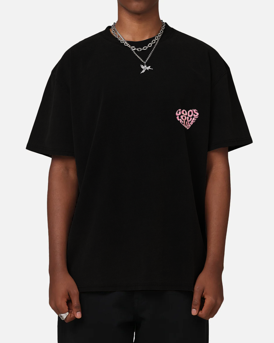 PINK DIGI CAMO HEART TEE - BLACK