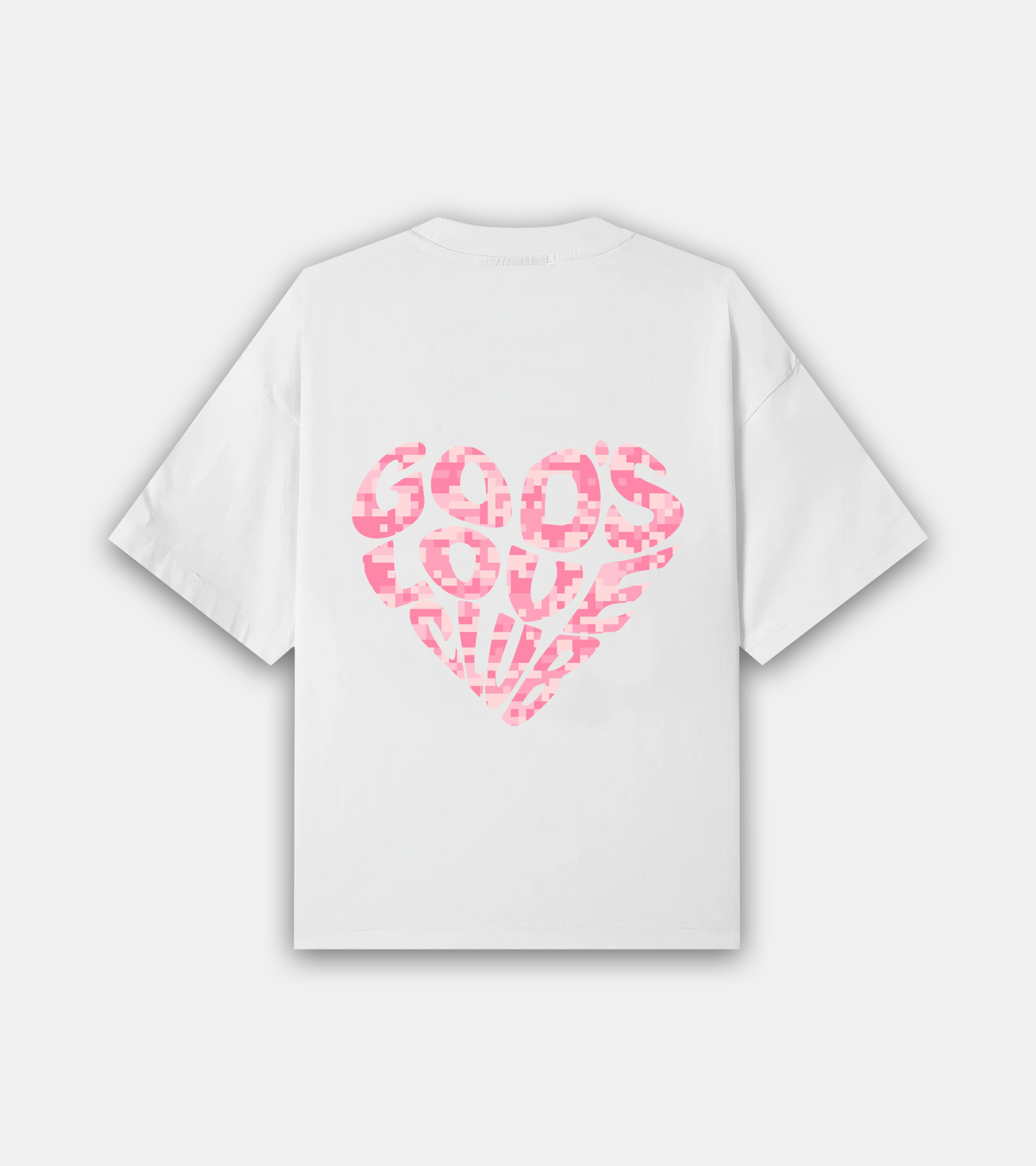 Pink Digi Camo Heart Tee - White
