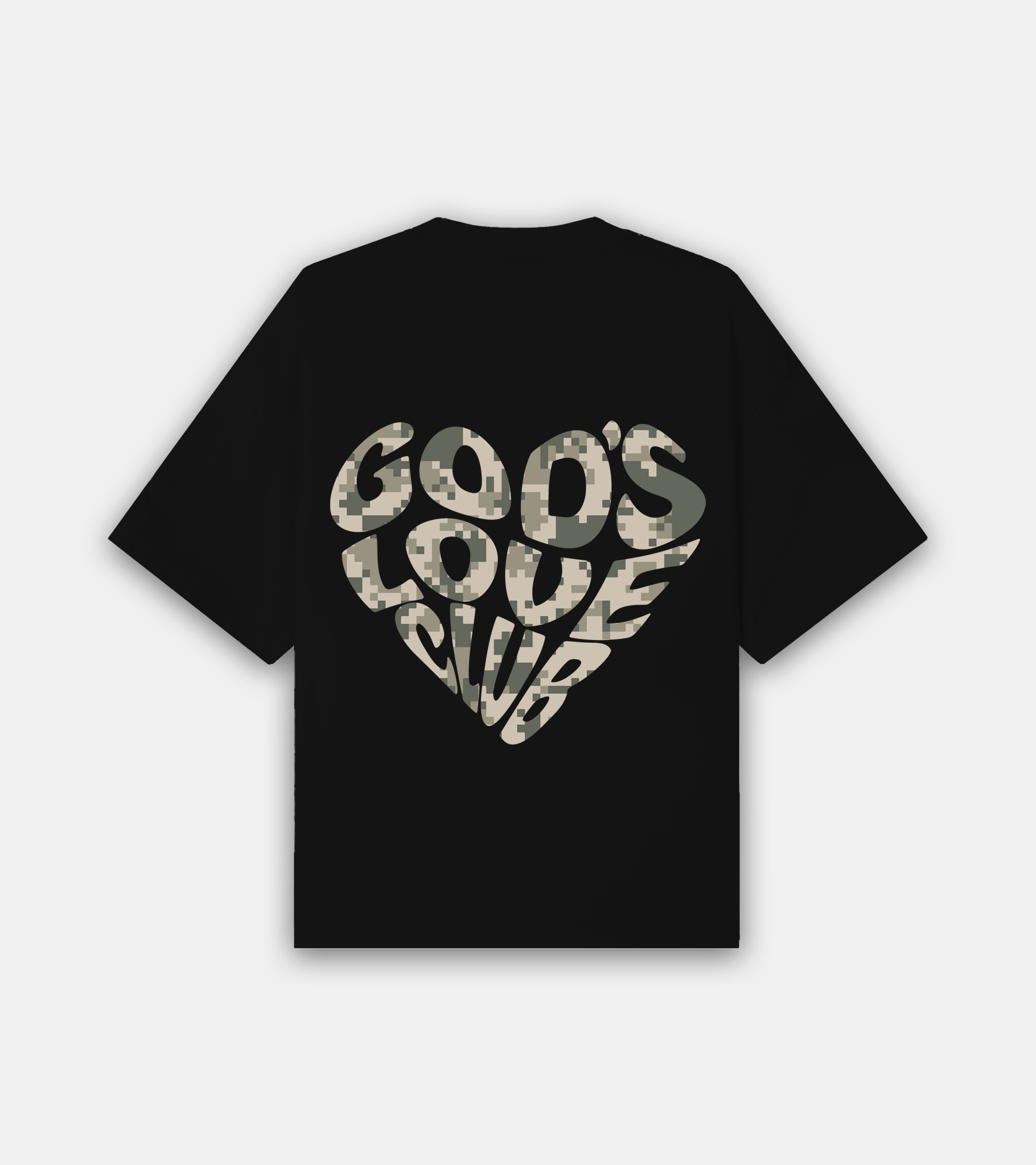 Earth Digi Camo Heart Tee - Black