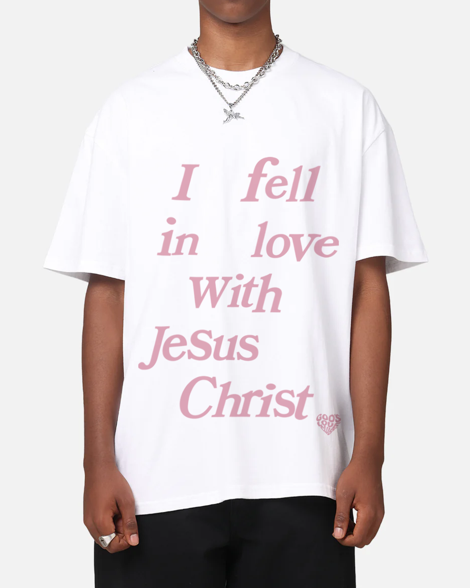 PINK FALLING IN LOVE TEE - WHITE