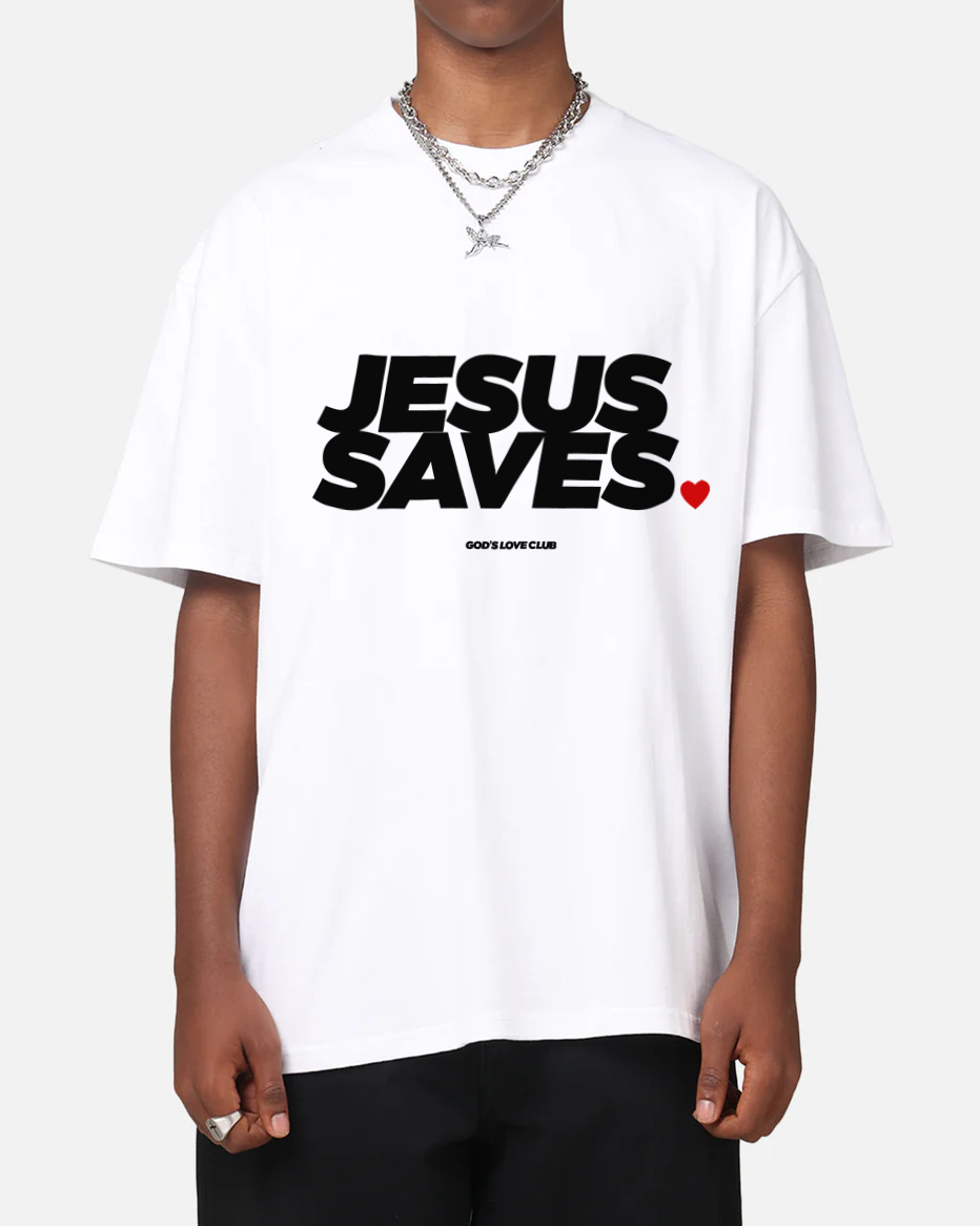 JESUS SAVES TEE - WHITE