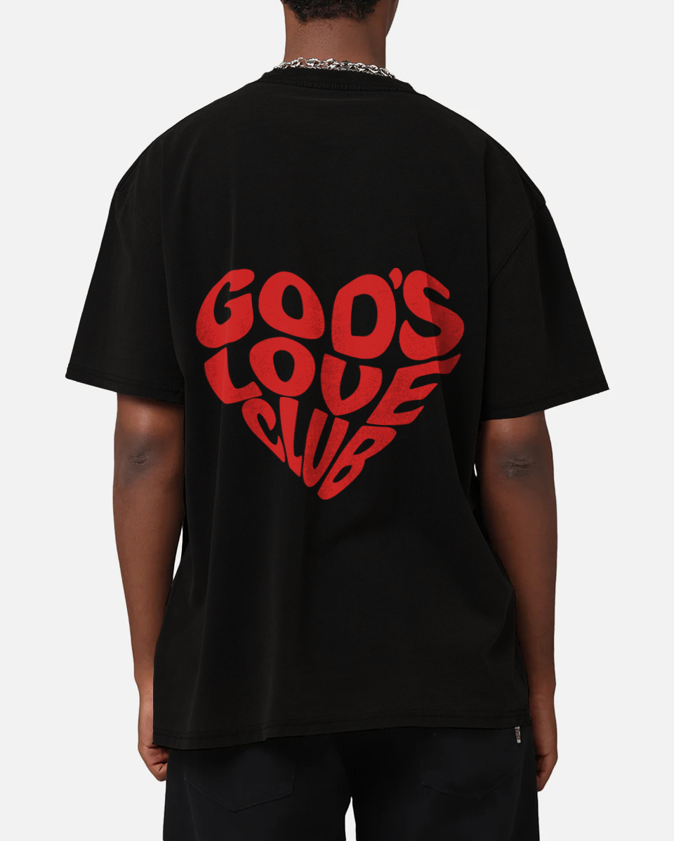 RED LOVE CLUB TEE - BLACK
