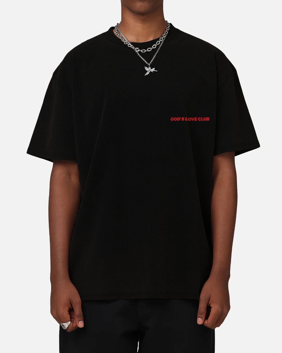 RED LOVE CLUB TEE - BLACK