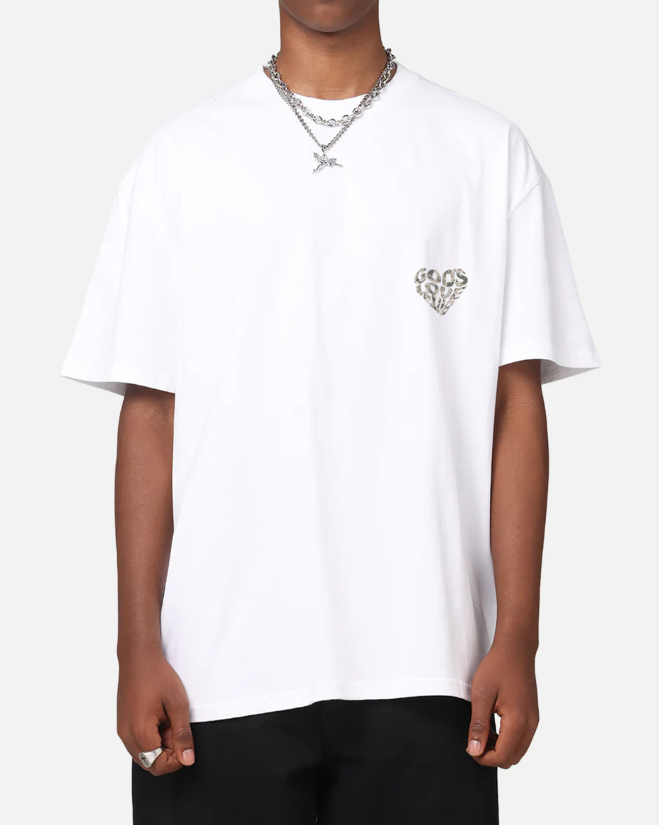 EARTH DIGI CAMO HEART TEE - WHITE