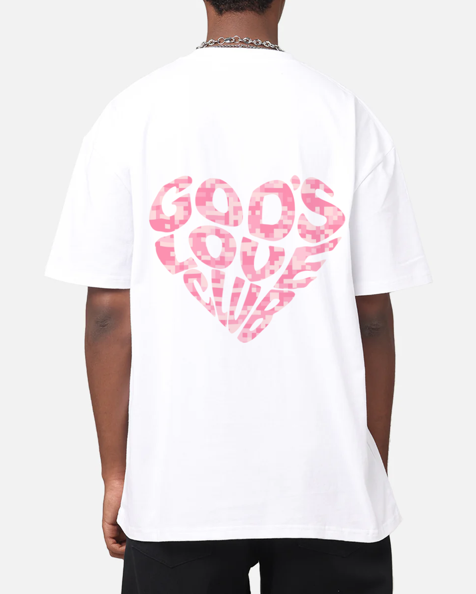 PINK DIGI CAMO HEART TEE - WHITE